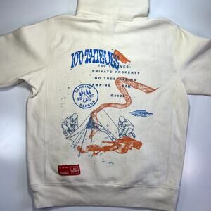 100‎ Thieves Small Embroidered No Camping Szn 2020 White Bone Pullover Hoodie